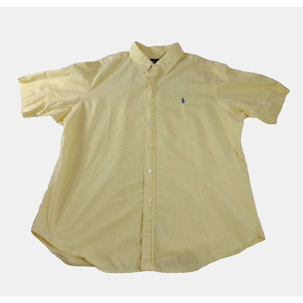 POLO‎ RALPH LAUREN MEN'S CLASSIC FIT 100% COTTON SHIRT YELLOW CHECK SIZE XL